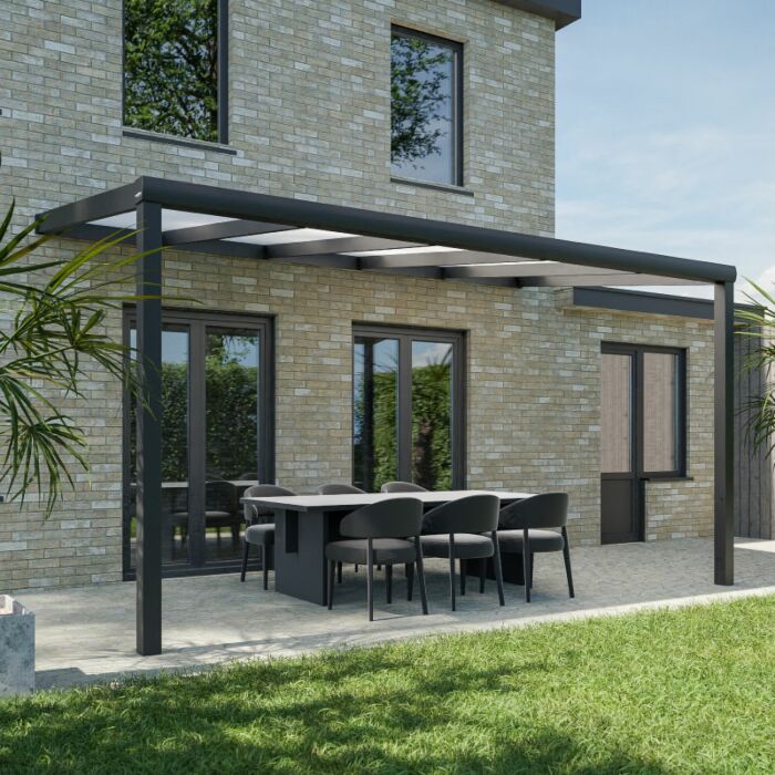 Pratt & Söhne toit de terrasse polycarbonate opale 16 mm 2 montants 5 x 2,5 m PSO502522