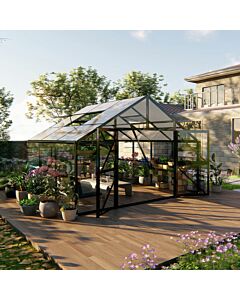 Gardenmeister Royal Garden 100 chambre de jardin verre de sécurité 4mm & polycarbonate 10mm combiné noir