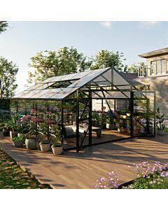 Gardenmeister Royal Garden 300 chambre de jardin verre de sécurité 4mm & polycarbonate 10mm combiné noir GM805870