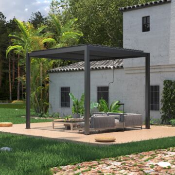 Jimmy at Work Budget aluminium pergola avec lamelles 3 x 3 m manuel anthracite JAW3485530