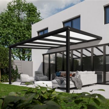 Pratt & Söhne toit de terrasse polycarbonate opale 16 mm 2 montants 5 x 3,5 m