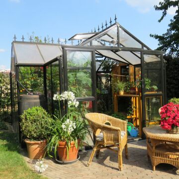 Gardenmeister Orangerie 200 chambre de jardin verre de sécurité 4mm & polycarbonate 8mm combiné noir